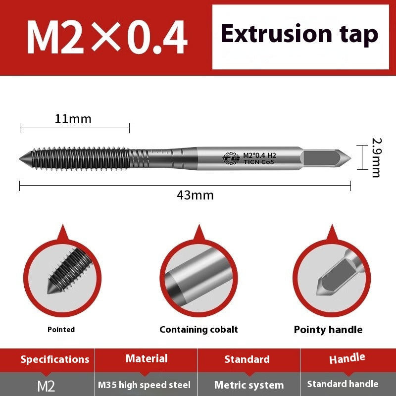 1106-M35 Cobalt Extrusion Tap Machine Extrusion Tap High Speed Steel Coated Tap Chipless Processing M2-M12 Shandong Denso Pricision Tools Co.,Ltd.